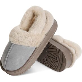 Platform Slippers for Women Furry Lined Platform Clogs Slippers Womens Slippers Cozy Warm Winter Slip On House Shoes,Platform Mini Boots Fluffy Soft Memory Foam Comfy Faux Fur Indoor/Outdoor