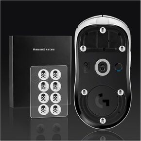 Universal Glass Mouse Skates Smooth Durable Thin Ultra Strong Glass Mouse feet Game Mouse Accessories for All Mouse DIY Dots（6mm*8 Pieces Skull White）