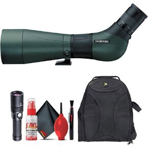 Swarovski Optik HD-ATS 65 Spotting Scope with 45 Degree Angle Viewing + Padded Backpack + Flashlight + Cleaning Kit