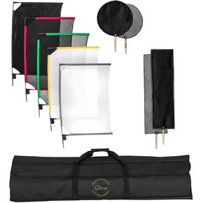 Glow Portable Frame Scrim Kit Complete Studio Flag and Diffusion Set with Collapsible Frames (24 x 36)