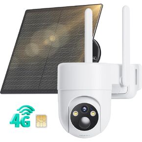 LIWAN 4G LTE Cellular Security Camera Outdoor, Solar Camera Outdoor Wireless, No WiFi Security Camera, 360° Live View, 2K Color Night Vision, Motion Detection, Built in SIM Card, Unlimited Data Plan