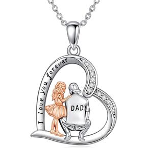 Dorunmo Father Daughter Necklace 925 Sterling Silver Daughter Necklace from Dad Father Family Necklace Heart Pendant Necklace Daughter I Love You Forever Jewelry for Father Daughter