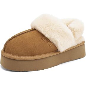 Stelle Plush Platform for Women Comfy Slippers Fleece Lining Removable Backstrap Fluffy Cozy Shoes Indoor Outdoor