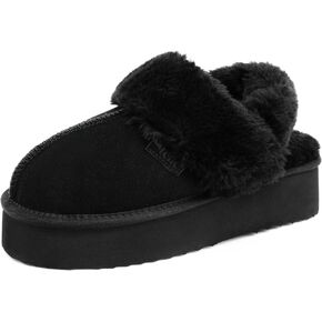 Stelle Plush Platform for Women Comfy Slippers Fleece Lining Removable Backstrap Fluffy Cozy Shoes Indoor Outdoor