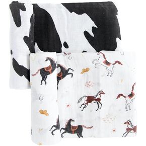 RED ROVR Organic Cotton Swaddle | Newborn Receiving Blanket | Baby Wrap | Boy, Girl, Unisex | Soft, Lightweight, Breathable | Burping, Nursing | 2-Pack | 44" x 44" | Bear Buddies
