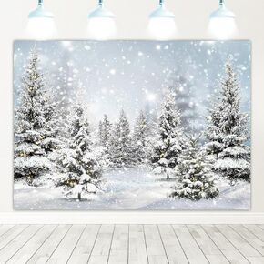 Mocsicka Winter Wonderland Backdrop Winter Snowy Forest Frozen Trees Snowflake Christmas Party Decorations Backdrops Winter Landscape Natural Scenery Photography Background (7x5ft)