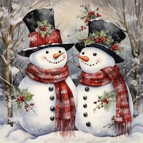 ZQEATRY Winter Snowman Diamond Art Kits for Adults-Christmas Snowman Cardinal Diamond Painting Kits,DIY 5D Full Round Drill Diamond Dots Art and Crafts for Adults,Home Wall Decor 11.8x11.8inch