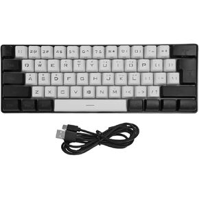61 Keys Gaming Keyboard, Mini Ergonomic RGB Keyboard Wired Mechanical Keyboard with LED Backlight for Office Business (White)