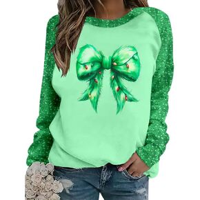 سترة LOTUCY Sequin Christmas للنساء: سترة عيد الميلاد HoHoHo المفضلة لدى Santas Merry Holiday بأكمام طويلة