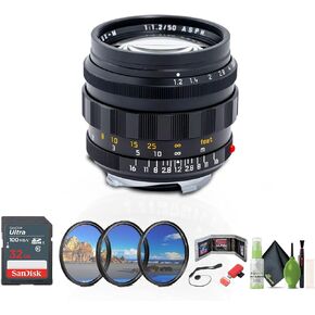 Leica Noctilux-M 50mm f/1.2 ASPH. Aspherical Lens (Black) + Professional Filter Kit 49MM + Cleaning kit + 32GB Memory Card + USB Card Reader, SD/microSD + Lens Cap Keeper