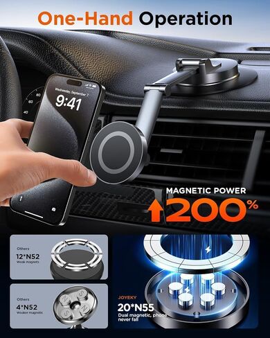 Fits MagSafe Car Mount for Universal Dashboard, Magnetic Phone Holder for Car, 360° Rotatable Zinc Alloy Arm, Super Stable Car Mount for iPhone & All Phones - Horizontal & Vertical Viewing in Saudi Arabia