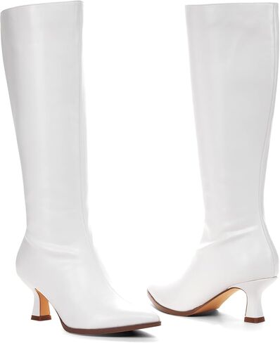 GENSHUO Knee High Boots Women Pointed Toe 2.3 Inches Kitten Heel Tall Boots Classic Fashionable Long Boots with Side Zipper Winter in Kuwait