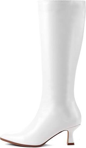 GENSHUO Knee High Boots Women Pointed Toe 2.3 Inches Kitten Heel Tall Boots Classic Fashionable Long Boots with Side Zipper Winter in Kuwait