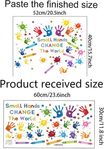 Classroom Wall Decals Colorful Handprint Crayon Wall Stickers for Kidsroom Daycare Nursery Bedroom Classroom Playroom Living Room Wall Décor in Saudi Arabia