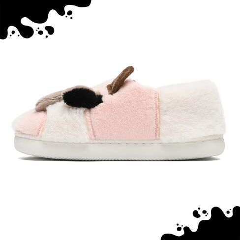 Cow Slippers for Women Men, Fluffy Cute Memory Foam Lightweight House Shoes Cozy Cartoon Slippers with Polar Fleece Lining Funny Furry Kawaii Bedroom Indoor and Outdoor in Saudi Arabia