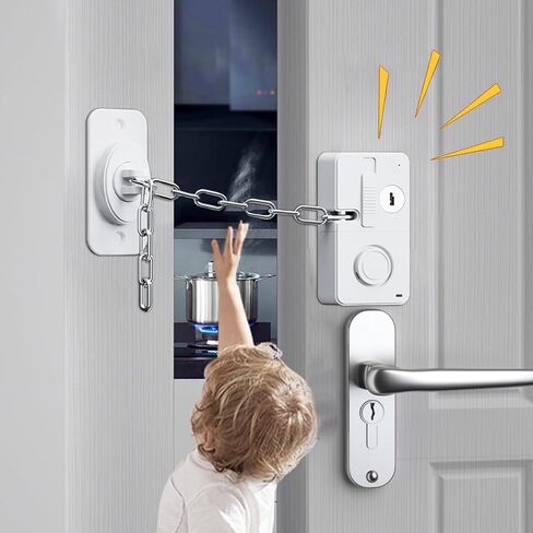 Child Door Lock with Abnormal Alarm (Black 2Pack),Door Locks for Kids Safety, for Door Monkey, Child Proof Door Lock, Drawers and Child Safety Cabinet Locks, 3M Adhesive No Drilling in Saudi Arabia