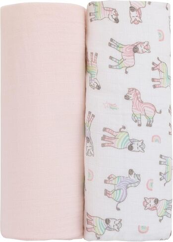 قماط نوجو رينبو زيبرا باللون الوردي واللافندر والرمادي شوتنج ستار 100% قطن 2 قطعة من الموسلين in Kuwait