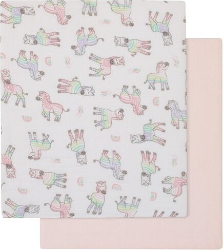 قماط نوجو رينبو زيبرا باللون الوردي واللافندر والرمادي شوتنج ستار 100% قطن 2 قطعة من الموسلين in Kuwait