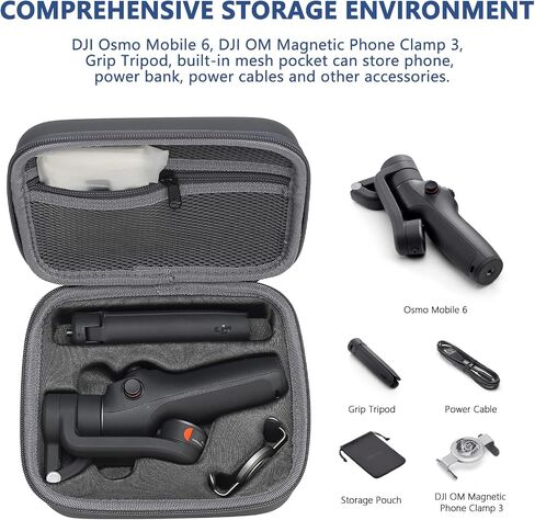 OM 6 Case, Portable Small Leather PU Case for DJI Osmo Mobile 6 Gimbal Stabilizer and Accessories, Protective Hard Travel Carry Case with Shoulder Strap in Saudi Arabia