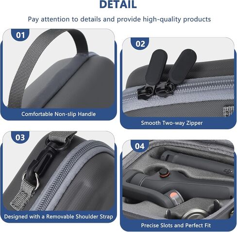 OM 6 Case, Portable Small Leather PU Case for DJI Osmo Mobile 6 Gimbal Stabilizer and Accessories, Protective Hard Travel Carry Case with Shoulder Strap in Saudi Arabia