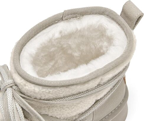 BEAU TODAY Snow Boots for Women, Platform Anti-Slip Winter Booties, Warm Fur Lace Up Round Toe Ankle Boots for Women, Comfort Faux Fur Outdoor Walking Boots in Kuwait