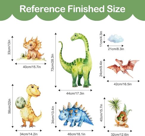 Tanlaby Large Dinosaur Wall Stickers Watercolor Dino Tropical Leaves Palm Tree Wall Decals Peel and Stick Art Decor for Baby Nursery Boys Kids Toddler Bedroom Playroom Classroom in Saudi Arabia