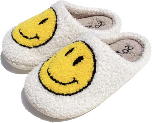 Joyful Soles - Happy Face Plush Slippers | Ultra-Soft Comfort for All Ages & Genders | Stylish & Versatile for Home or Fashion - BT50 in Kuwait