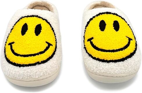Joyful Soles - Happy Face Plush Slippers | Ultra-Soft Comfort for All Ages & Genders | Stylish & Versatile for Home or Fashion - BT50 in Kuwait