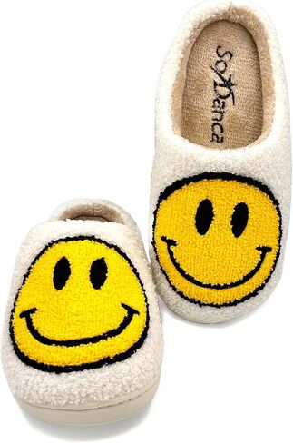 Joyful Soles - Happy Face Plush Slippers | Ultra-Soft Comfort for All Ages & Genders | Stylish & Versatile for Home or Fashion - BT50 in Kuwait