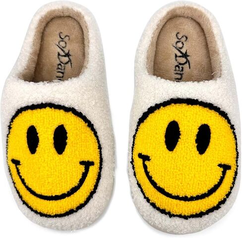 Joyful Soles - Happy Face Plush Slippers | Ultra-Soft Comfort for All Ages & Genders | Stylish & Versatile for Home or Fashion - BT50 in Kuwait