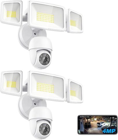Onforu Floodlight Camera Outdoor 2 Pack, 2K HD Security Flood Light Cam Wired, 360° Coverage AI Detection & Auto Tracking, 55W 5500LM Motion-Activated Flood Lighting Camera, Night Vision, 2-Way Audio in Saudi Arabia