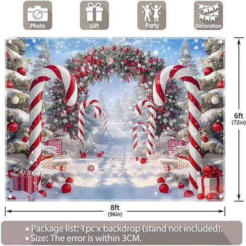 ZTHMOE Fabric 7x5ft Merry Christmas Cane Candy Photography Backdrop Winter Snow Scene Xmas Tree Background New Year Eve Party Decoration Holiday Photo Banner Props in Saudi Arabia