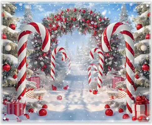 ZTHMOE Fabric 7x5ft Merry Christmas Cane Candy Photography Backdrop Winter Snow Scene Xmas Tree Background New Year Eve Party Decoration Holiday Photo Banner Props in Saudi Arabia