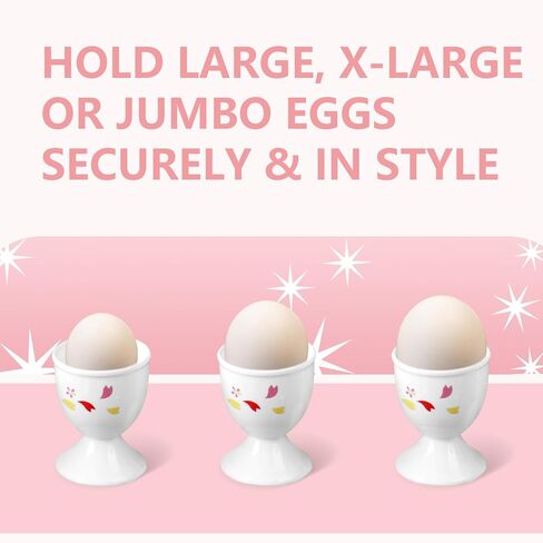 مجموعة هدايا أكواب البيض من السيراميك من Cinf مكونة من 4 قطع حامل بورسلين للإفطار والطبخ المسلوق، سهلة التنظيف، مطبخ ذكريات الطفولة in Kuwait
