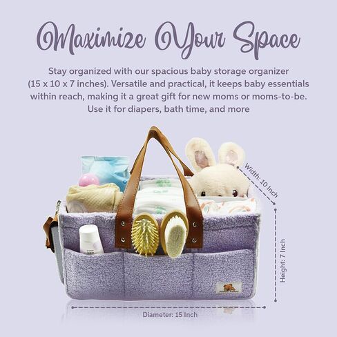 Portable Baby Diaper Caddy Organizer – Ideal for Diapers, Wipes, Nursery, and Car, Portable Teddy Organizer Easily Holds Diapers, Wipes, Clothing, Useful for Nursery, Bedroom in Saudi Arabia