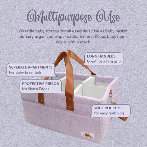 Portable Baby Diaper Caddy Organizer – Ideal for Diapers, Wipes, Nursery, and Car, Portable Teddy Organizer Easily Holds Diapers, Wipes, Clothing, Useful for Nursery, Bedroom in Saudi Arabia