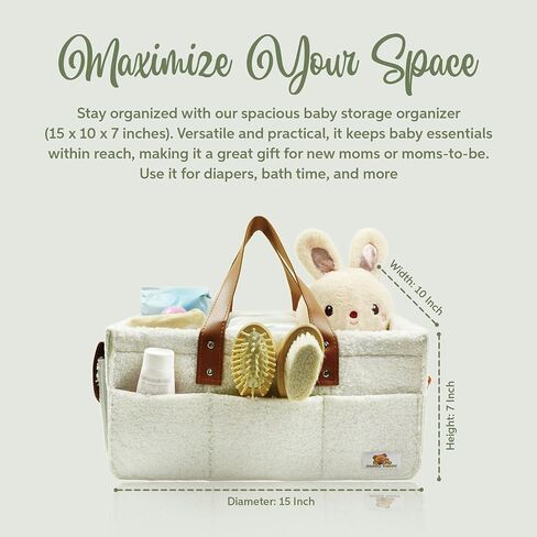 Portable Baby Diaper Caddy Organizer – Ideal for Diapers, Wipes, Nursery, and Car, Portable Teddy Organizer Easily Holds Diapers, Wipes, Clothing, Useful for Nursery, Bedroom in Saudi Arabia