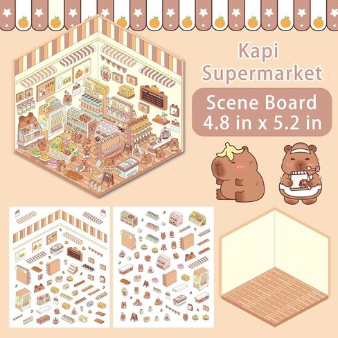 4 Sets DIY 3D House Stickers, 3D Sticker Scene Miniature Scene Stickers, Cute Cartoon Sticker Scenes for Adults Kids, Make Your Own Stickers, Fun Room Sticker Book in Saudi Arabia
