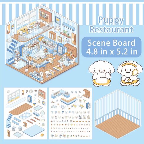 4 Sets DIY 3D House Stickers, 3D Sticker Scene Miniature Scene Stickers, Cute Cartoon Sticker Scenes for Adults Kids, Make Your Own Stickers, Fun Room Sticker Book in Saudi Arabia