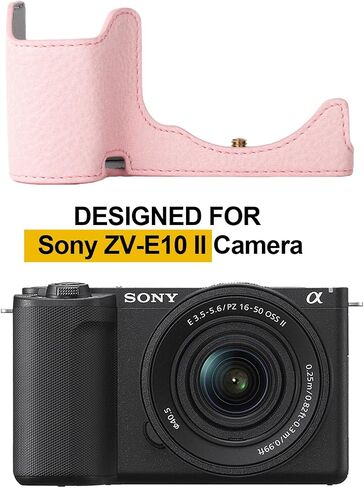 حافظة كاميرا Rieibi، حافظة نصف جلدية من البولي يوريثان لجراب Sony ZV-E10 ii، حافظة واقية لهاتف Sony ZV-E10 II، لهاتف Sony ZVE10 ii مع إصدار فتحة سفلية وتصميم مقبض يدوي in Kuwait