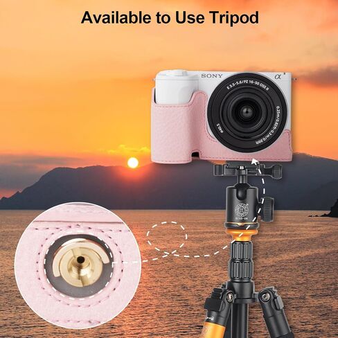 حافظة كاميرا Rieibi، حافظة نصف جلدية من البولي يوريثان لجراب Sony ZV-E10 ii، حافظة واقية لهاتف Sony ZV-E10 II، لهاتف Sony ZVE10 ii مع إصدار فتحة سفلية وتصميم مقبض يدوي in Kuwait