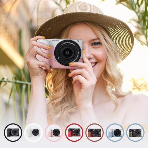 حافظة كاميرا Rieibi، حافظة نصف جلدية من البولي يوريثان لجراب Sony ZV-E10 ii، حافظة واقية لهاتف Sony ZV-E10 II، لهاتف Sony ZVE10 ii مع إصدار فتحة سفلية وتصميم مقبض يدوي in Kuwait