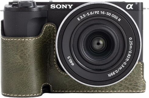 حافظة كاميرا Rieibi، حافظة نصف جلدية من البولي يوريثان لجراب Sony ZV-E10 ii، حافظة واقية لهاتف Sony ZV-E10 II، لهاتف Sony ZVE10 ii مع إصدار فتحة سفلية وتصميم مقبض يدوي in Kuwait