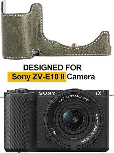 حافظة كاميرا Rieibi، حافظة نصف جلدية من البولي يوريثان لجراب Sony ZV-E10 ii، حافظة واقية لهاتف Sony ZV-E10 II، لهاتف Sony ZVE10 ii مع إصدار فتحة سفلية وتصميم مقبض يدوي in Kuwait