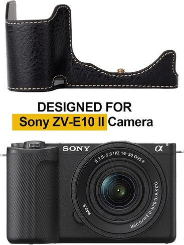 حافظة كاميرا Rieibi، حافظة نصف جلدية من البولي يوريثان لجراب Sony ZV-E10 ii، حافظة واقية لهاتف Sony ZV-E10 II، لهاتف Sony ZVE10 ii مع إصدار فتحة سفلية وتصميم مقبض يدوي in Kuwait