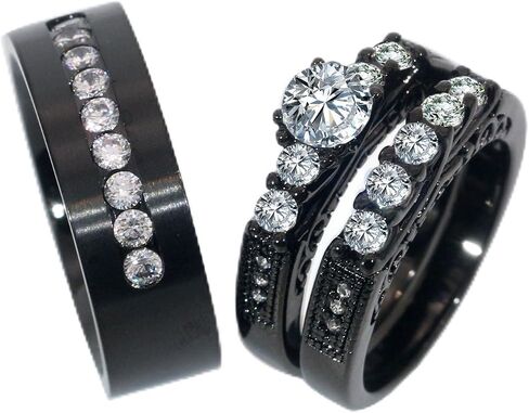 Couple Rings His Her Wedding Ring Sets for Him and Her Matching Rings Gold Plated AAA CZ Ring in Kuwait