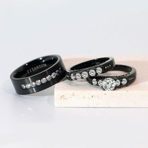 Couple Rings His Her Wedding Ring Sets for Him and Her Matching Rings Gold Plated AAA CZ Ring in Kuwait