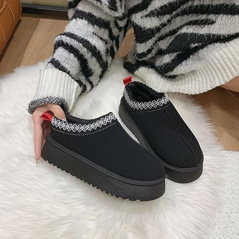 Women'S Winter Slippers Platform Snow Boots Thickened Flat Boots Fur Lined Warm Shoes Ideal For Indoor & Outdoor Winter Boots in Saudi Arabia