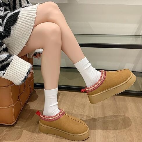 Women'S Winter Slippers Platform Snow Boots Thickened Flat Boots Fur Lined Warm Shoes Ideal For Indoor & Outdoor Winter Boots in Saudi Arabia