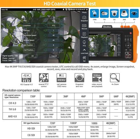 جهاز اختبار كاميرا IP Henkion 8K 32MP 4K 12MP مع مقياس رقمي متعدد، اختبار CCTV، اختبار 8MP AHD CVI TVI SDI CVBS، منفذ الوحدة البصرية SFP، اختبار شبكة الكابل POE VGA HDMI WiFi RS485 (K15-CMADHS) in Kuwait
